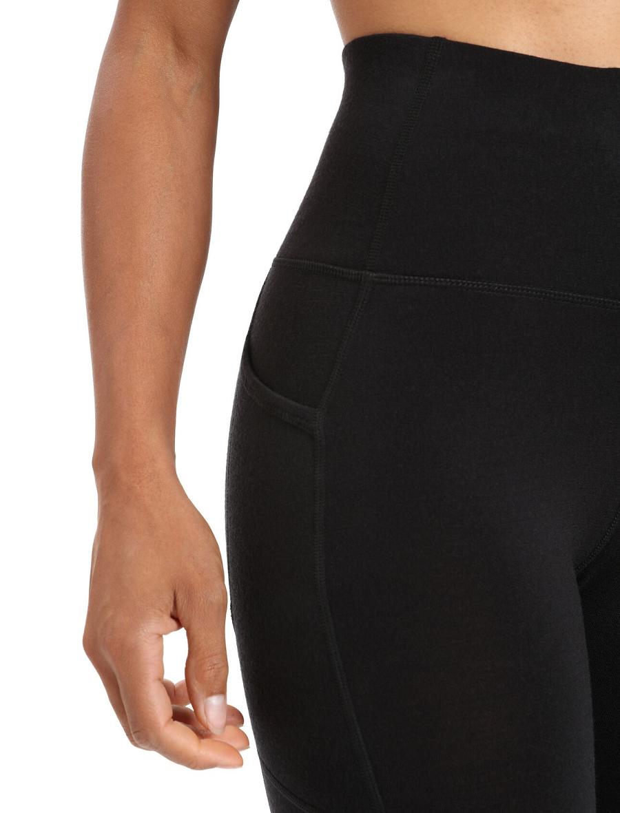 Black Women's Icebreaker Merino Fastray High Rise Running Tights | USA 1510FDNM